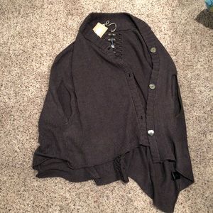 Cashmere/silk/linen Blend Asymmetric Poncho